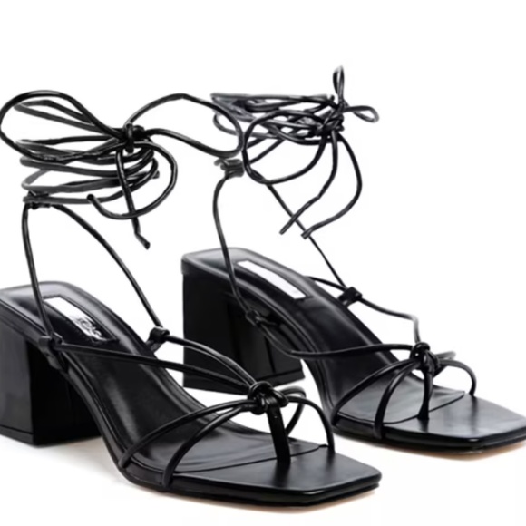 London Rag “Spruce Dessert” Black Strappy Block Heel Sandals – Size 7 - Picture 1 of 6